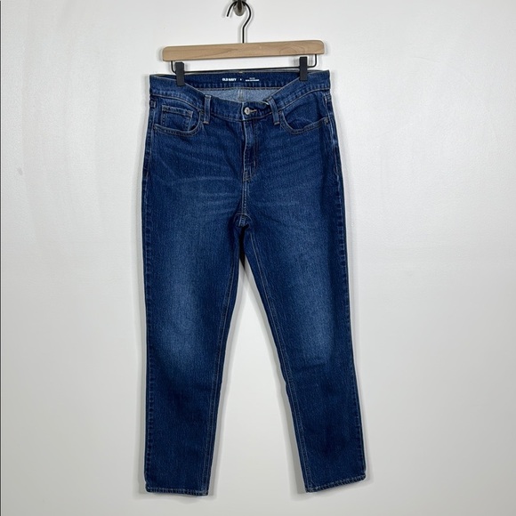 Old Navy Mid Rise Wow Straight Leg Boyfriend Women's Dark Blue Jeans Size 8 - Picture 1 of 6